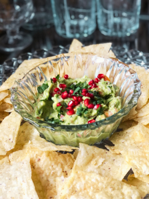 Guacamole with pomegranate seeds